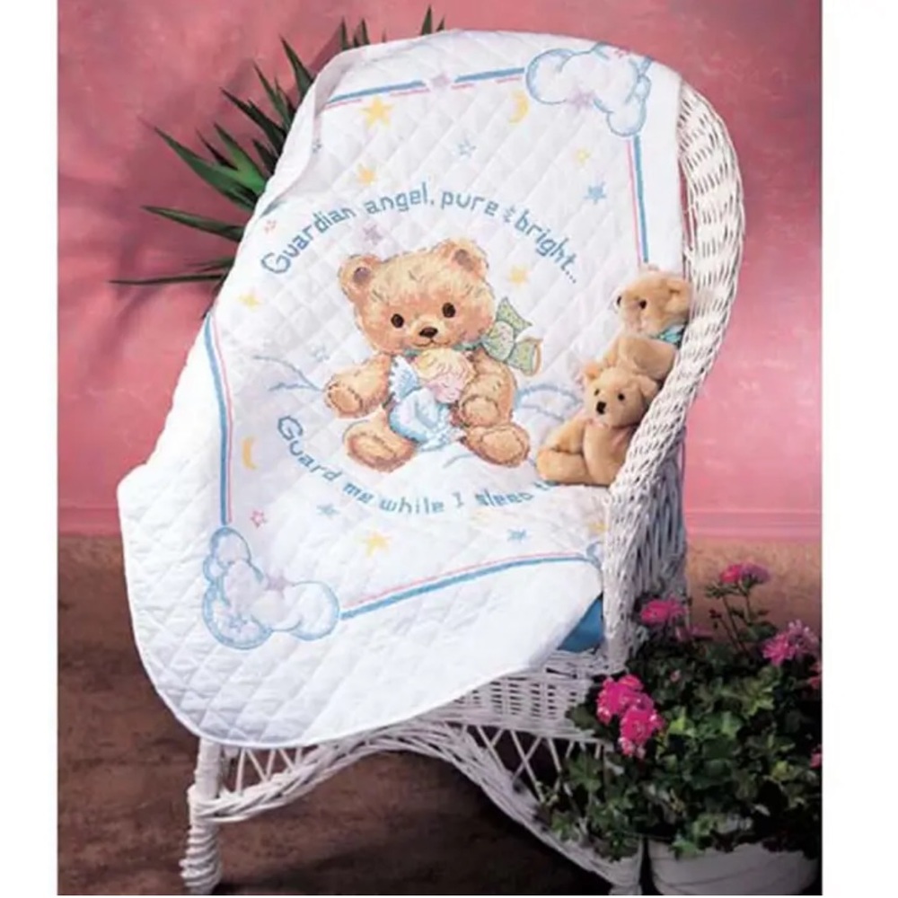 Dimensions Cuddly Bear Baby Quilt Stamped Cross-Stitch Kit